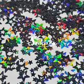 Black Retro Stars Shape Glitter - Black Glitter